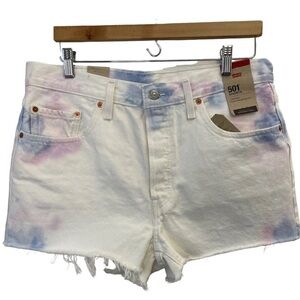 Levis denim white tie dye shorts 27 NWT